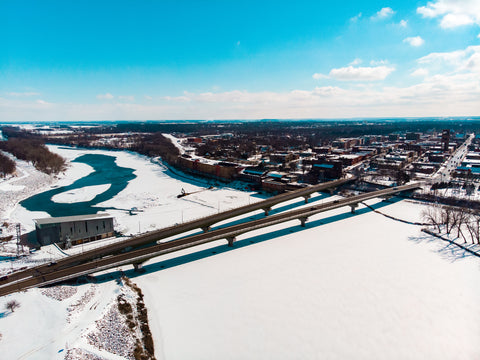 Drone Lawrence - 18"x24" Framed Photograph - 'The Frozen Kaw'