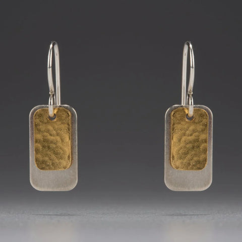 Nichole Collins - Earrings - Silver Rectangle with Gold Vermeil Rectangle #V204
