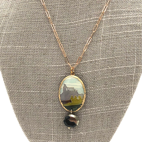 Folkloric Jewelry - Necklace - 'Victoria' Pendant (Johann von Schwarz 'Landscape')