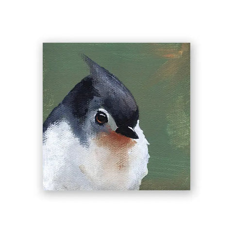 Mincing Mockingbird - Wings on Wood - 4"x 4" Woodblock Print - 'Tufted Titmouse' #W0018