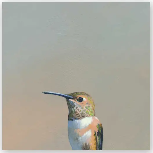 Mincing Mockingbird - Wings on Wood - 6" x 6" Woodblock Print - 'Hummingbird #5' #W1018