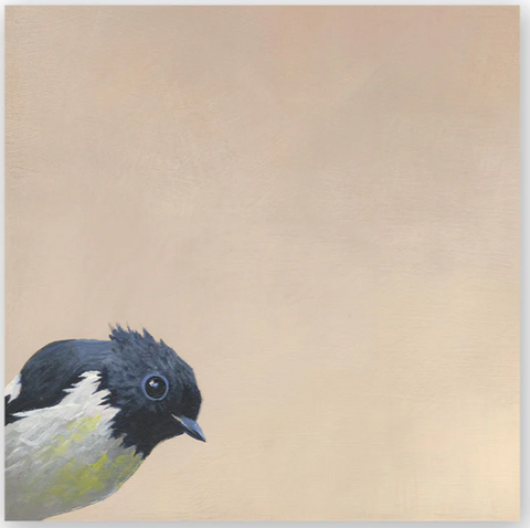 Mincing Mockingbird - Wings on Wood - 6"x 6" Woodblock Print - 'South Island Robin' #W1036