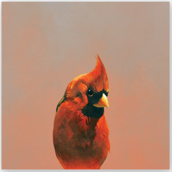 Mincing Mockingbird - Wings on Wood - 6" x 6" Woodblock Print - 'Northern Cardinal' #W1037