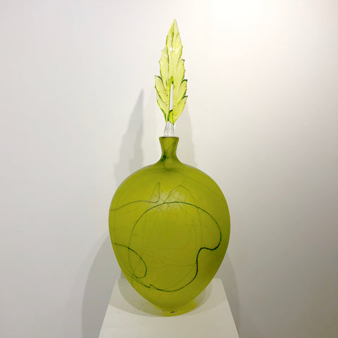 Welmo Glass Studio - Line round vase - lime