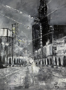 Omid Ranjbar - "Winterlights in KC" - 24" x 18" Oil on Canvas