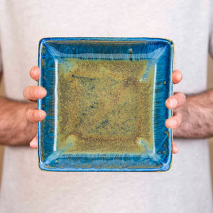 Blanket Creek Pottery - Medium Square Plate (Amber Blue)