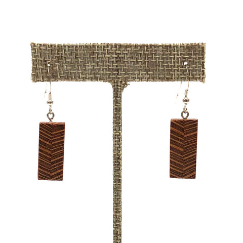Young Fine Woodcraft - Shellacked Wood Earrings - Feathered Lacewood #ED324
