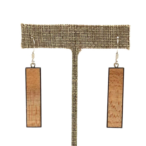 Young Fine Woodcraft - Shellacked Wood Earrings - Wenge Frame (Birdseye Maple) #ED320