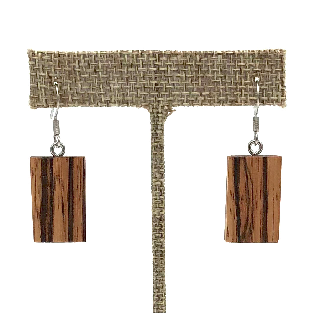 Young Fine Woodcraft - Shellacked Wood Earrings - Zebrawood #ED602-Stl