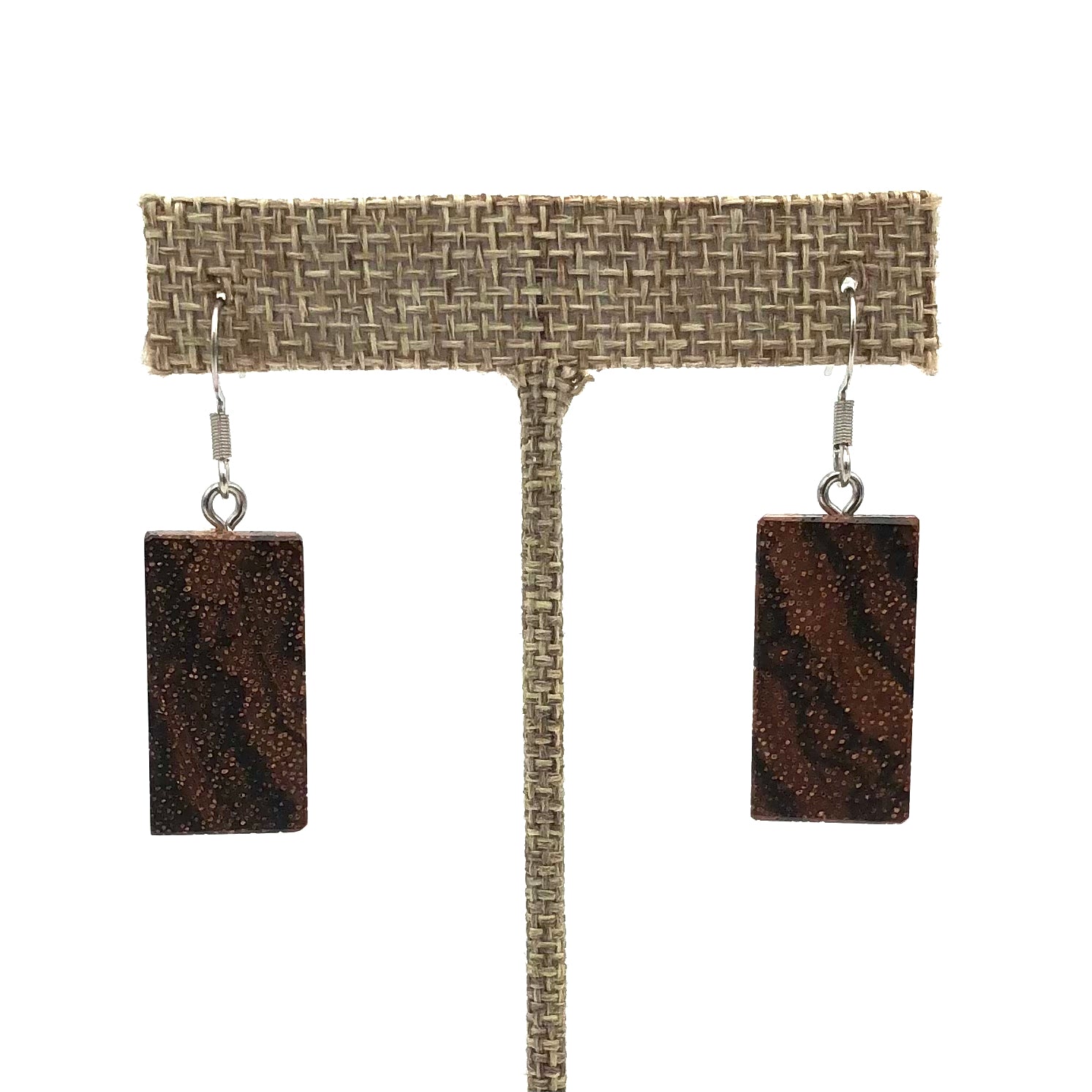 Young Fine Woodcraft - Shellacked Wood Earrings - Zebrawood Endgrain #ED603-Stl