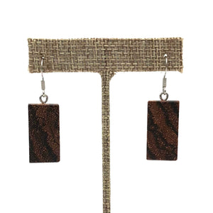 Young Fine Woodcraft - Shellacked Wood Earrings - Zebrawood Endgrain #ED603-Stl