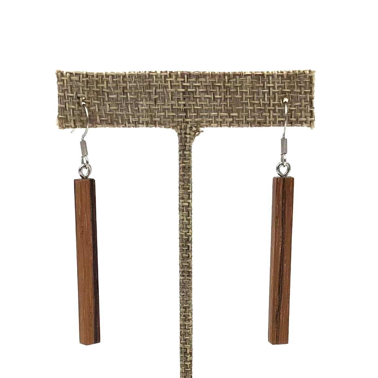 Young Fine Woodcraft - Shellacked Wood Earrings - Thin Bars (Zebrawood) #ED607-Stl