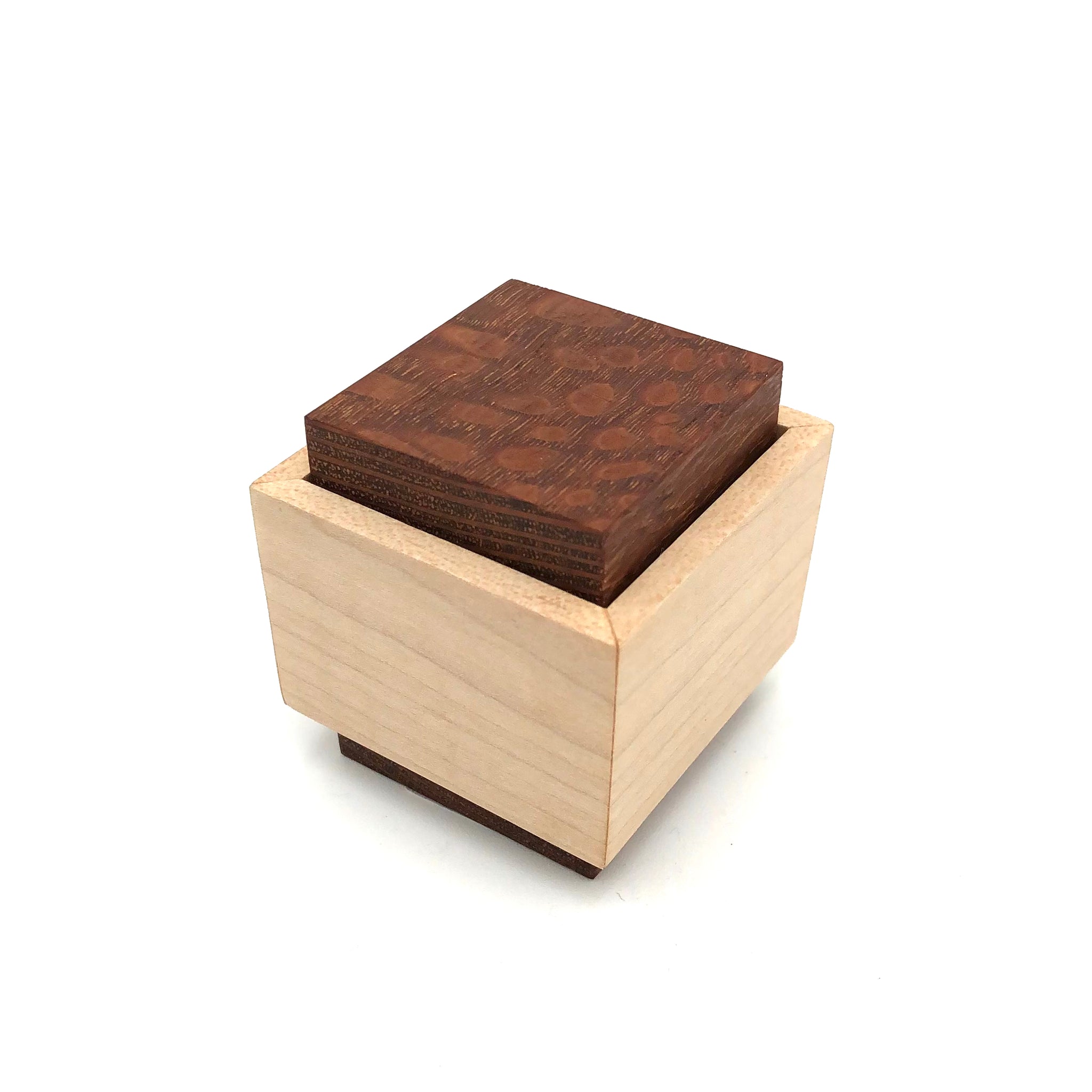Young Fine Woodcraft - Shellacked Wood Jewelry Box - Tiny (Maple, Lacewood) #TB01