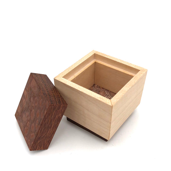 Young Fine Woodcraft - Shellacked Wood Jewelry Box - Tiny (Maple, Lacewood) #TB01