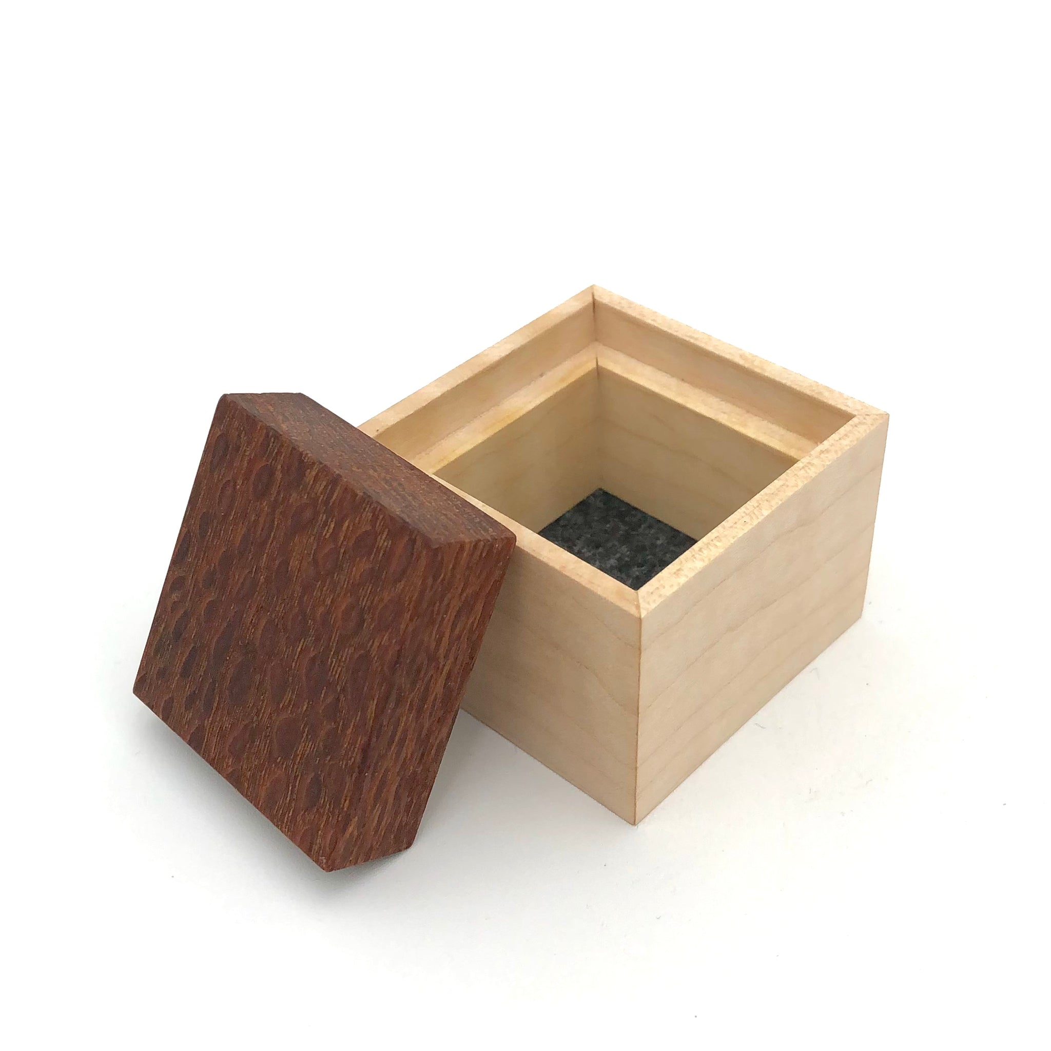 Young Fine Woodcraft - Shellacked Wood Jewelry Box - Tiny (Maple, Lacewood) #TB06