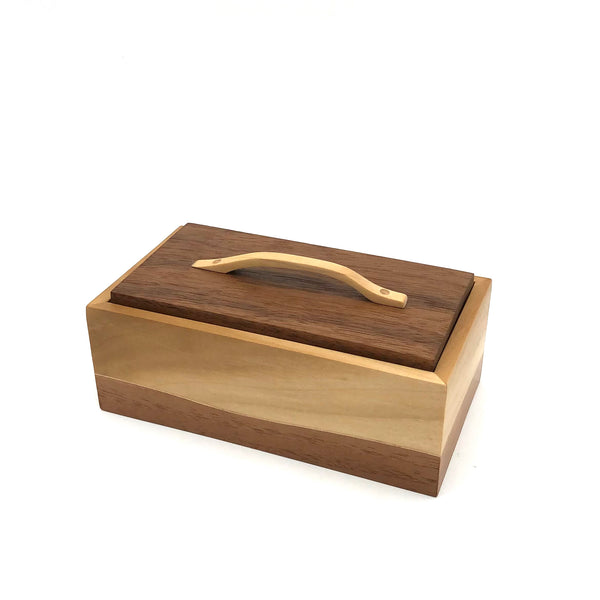 Young Fine Woodcraft - Shellacked Wood Jewelry Box - Landscape (Walnut, Poplar, Aspen) #LB03