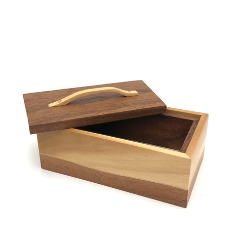 Young Fine Woodcraft - Shellacked Wood Jewelry Box - Landscape (Walnut, Poplar, Aspen) #LB03