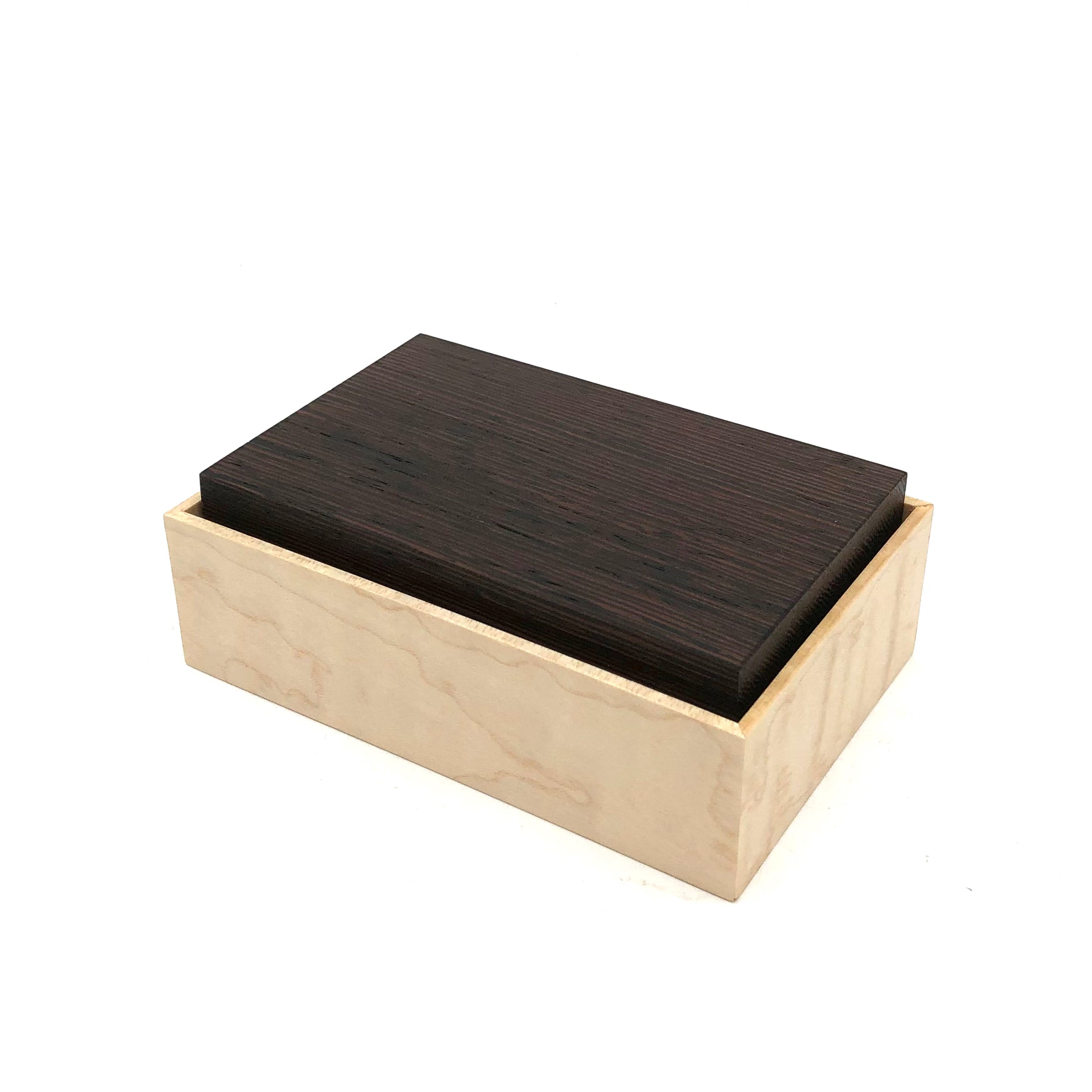 Young Fine Woodcraft - Shellacked Wood Jewelry Box - Small (Maple, Wenge) #JB01
