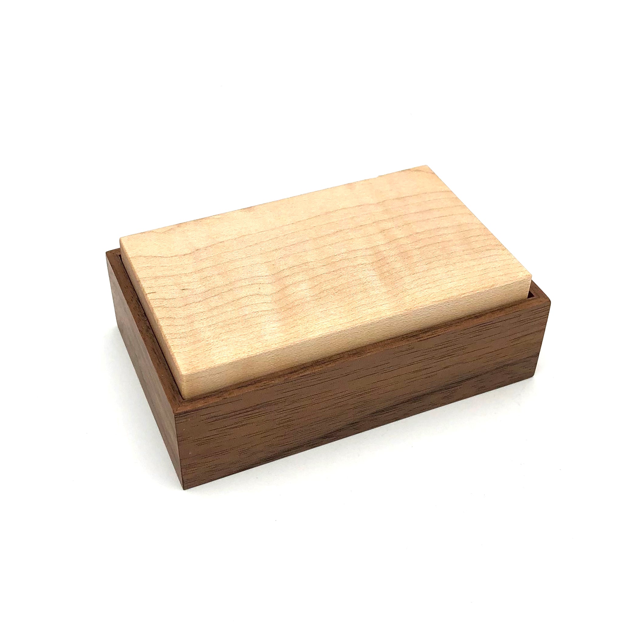 Young Fine Woodcraft - Shellacked Wood Jewelry Box - Small (Walnut, Maple) #JB05