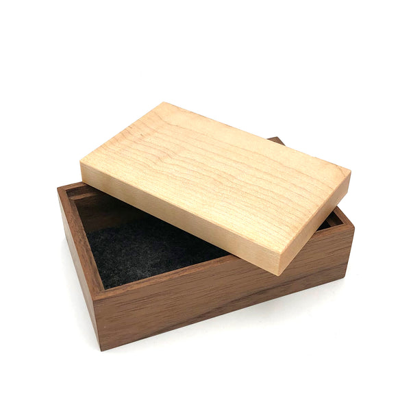 Young Fine Woodcraft - Shellacked Wood Jewelry Box - Small (Walnut, Maple) #JB05