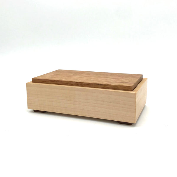 Young Fine Woodcraft - Shellacked Wood Jewelry Box - Small (Maple, White Oak) #JB010