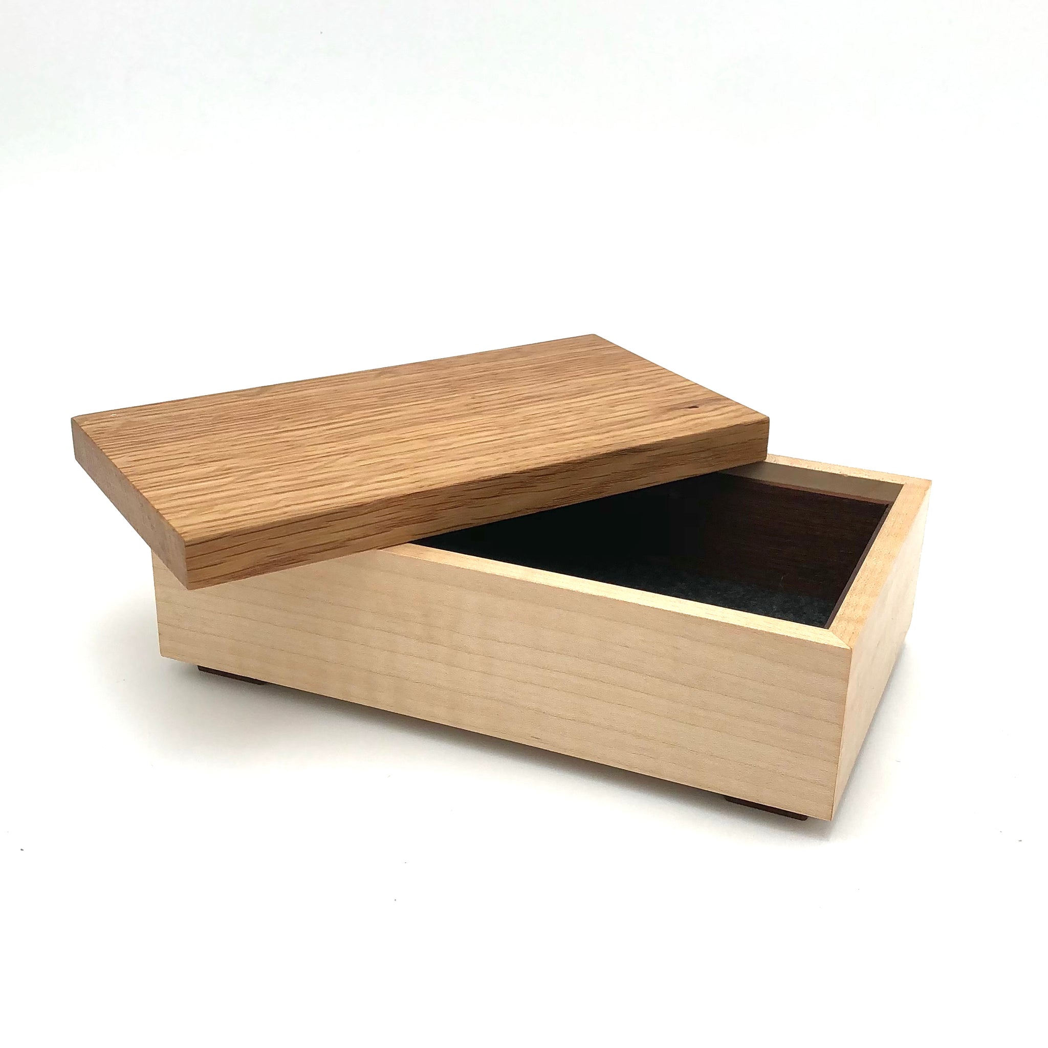 Young Fine Woodcraft - Shellacked Wood Jewelry Box - Small (Maple, White Oak) #JB010