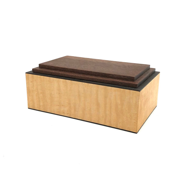 Young Fine Woodcraft - Shellacked Wood Jewelry Box - Keepsake (Maple, Wenge, Lacewood) #JB104