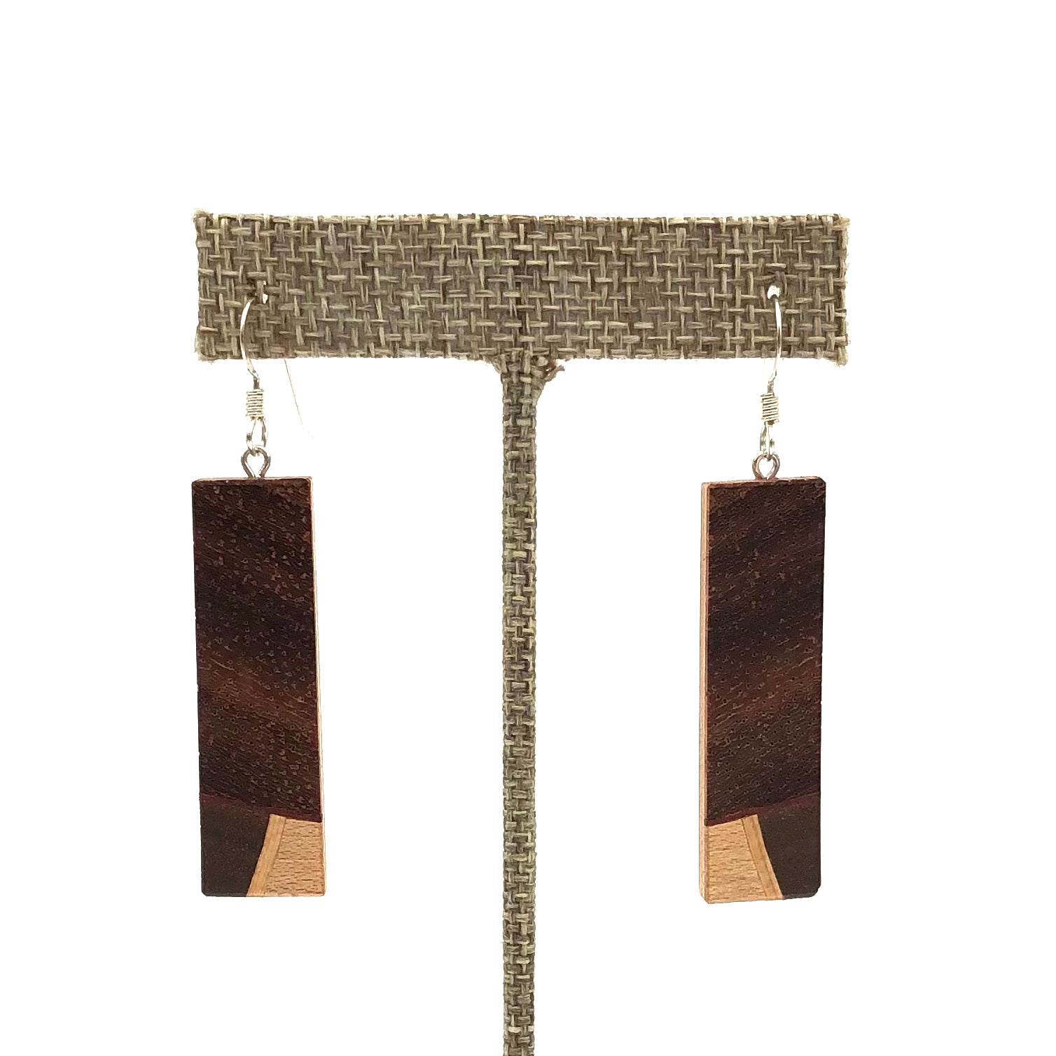 Young Fine Woodcraft - Shellacked Wood Earrings - Padauk Endgrain (Walnut, Maple, Yellowheart) #ED315