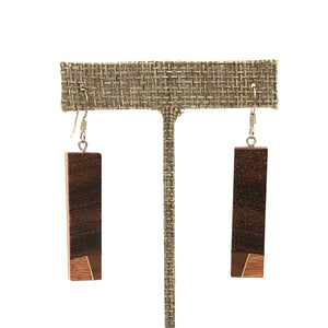 Young Fine Woodcraft - Shellacked Wood Earrings - Tallgrass Prairie Scene (Poplar, Cedar, Padauk) #ED316