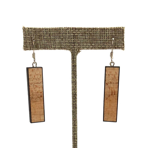 Young Fine Woodcraft - Shellacked Wood Earrings - Long Wenge Frame (Birdseye Maple) #ED320
