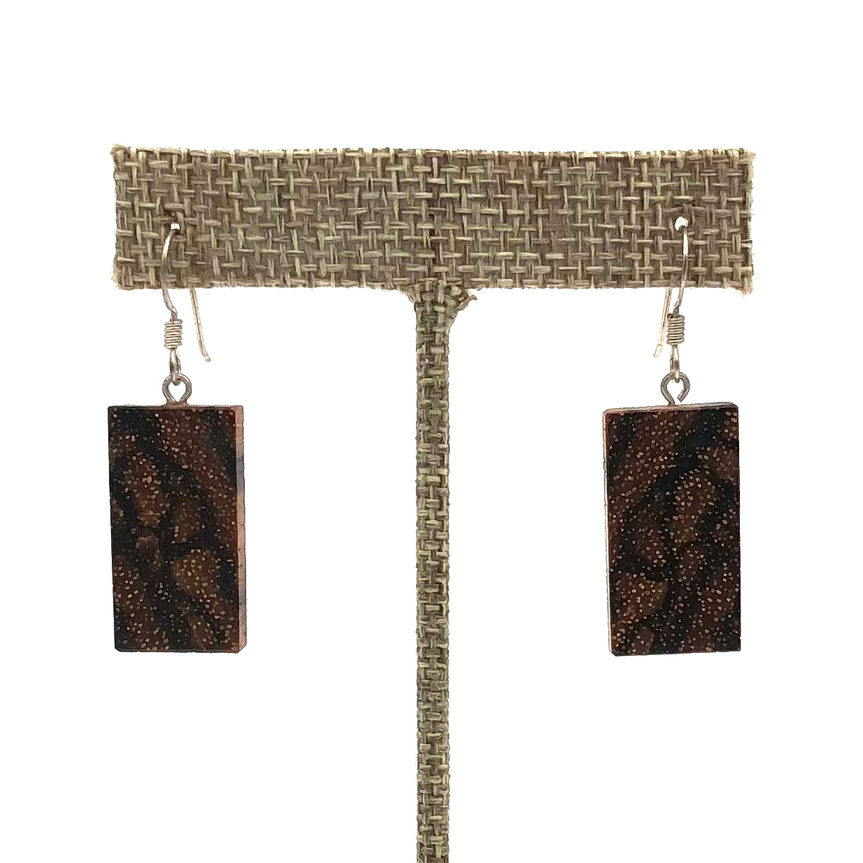 Young Fine Woodcraft - Shellacked Wood Earrings - Zebrawood Endgrain #ED339