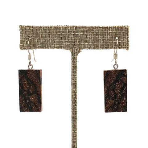 Young Fine Woodcraft - Shellacked Wood Earrings - Zebrawood Endgrain #ED339