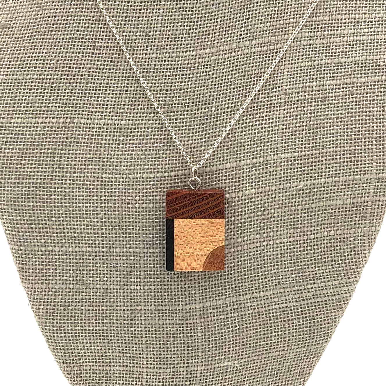 Young Fine Woodcraft - Shellacked Wood Necklace - Architectural (Maple, Oak, Wenge, Lacewood) #N2