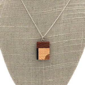 Young Fine Woodcraft - Shellacked Wood Necklace - Architectural (Maple, Oak, Wenge, Lacewood) #N2