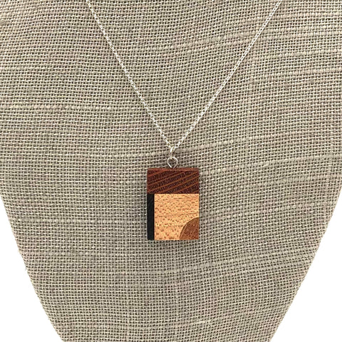 Young Fine Woodcraft - Shellacked Wood Necklace - Architectural (Maple, Oak, Wenge, Lacewood) #N2