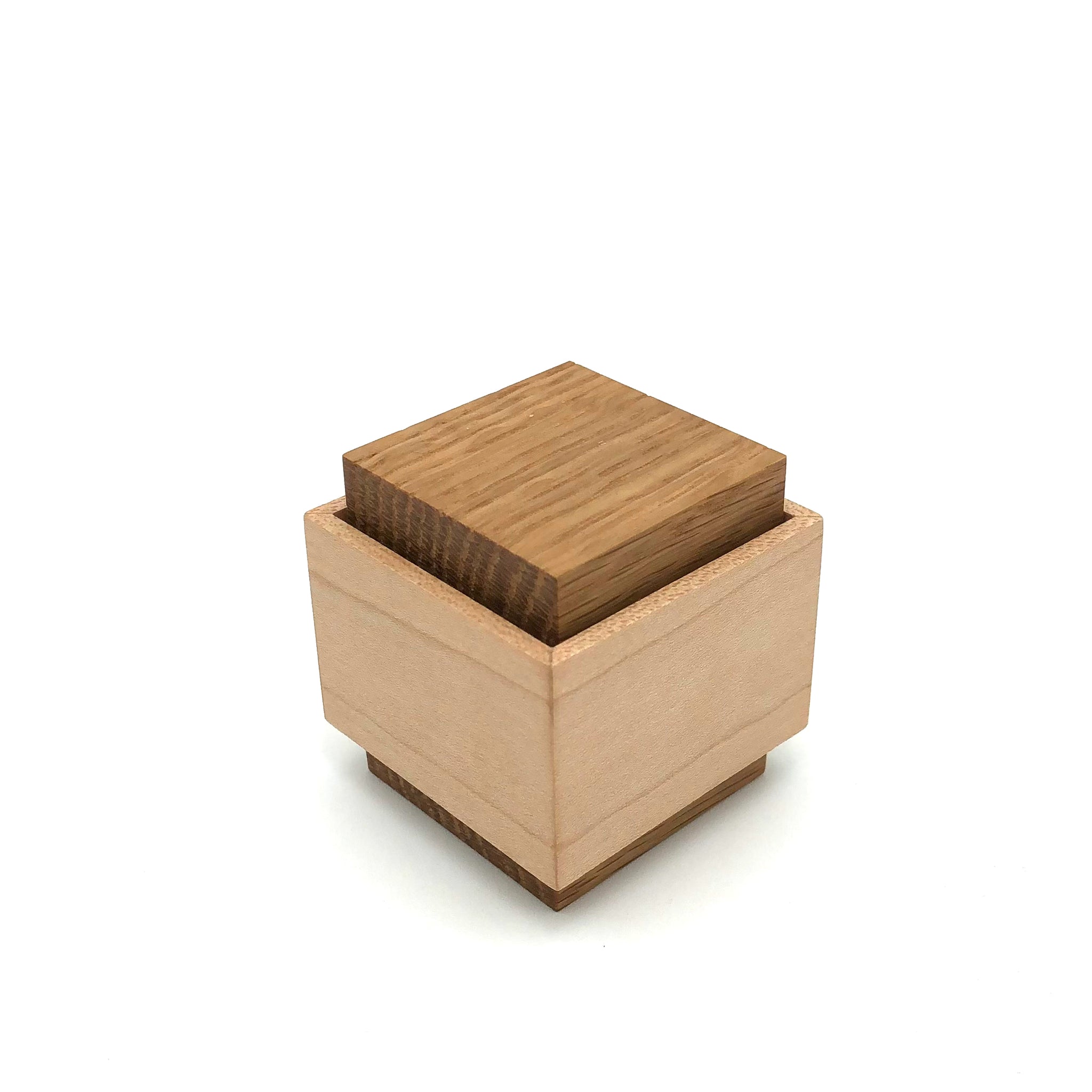 Young Fine Woodcraft - Wooden Box - Tiny Box - Maple/White Oak Lid #B7