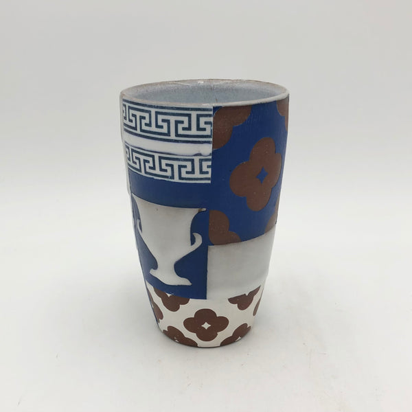 Macias - Tumbler - Greek Motif Patchwork Pot #AM10