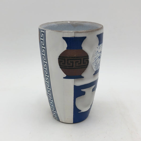 Macias - Tumbler - Greek Motif Patchwork Pot #AM10
