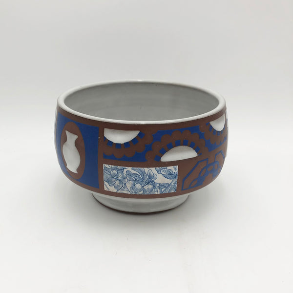 Macias - Medium Serving Bowl - Greek Motif Patchwork Pot #AM36