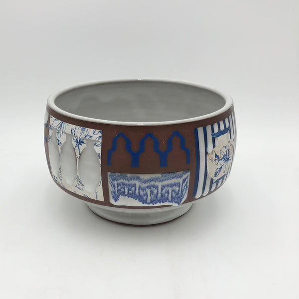 Macias - Medium Serving Bowl - Greek Motif Patchwork Pot #AM36
