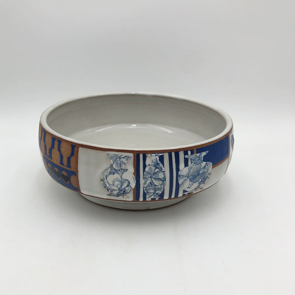 Macias - Large Serving Bowl - Greek Motif Patchwork Pot #AM37