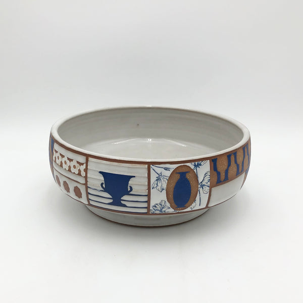 Macias - Large Serving Bowl - Greek Motif Patchwork Pot #AM37