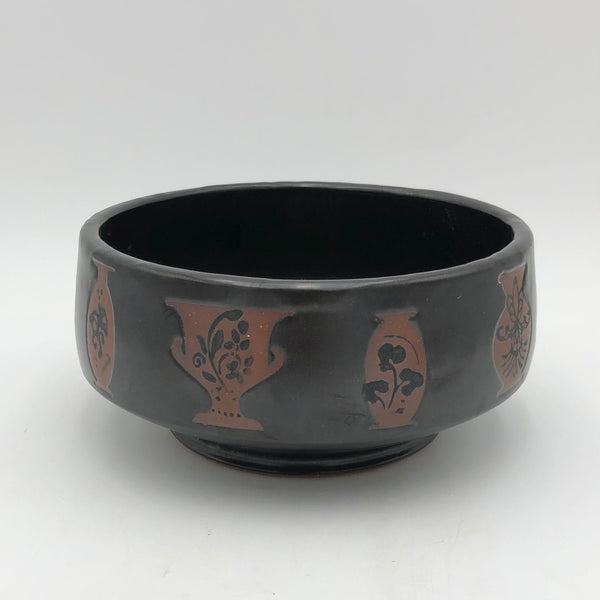 Macias - Bowl - Greek Motif in Matte Black #AM3
