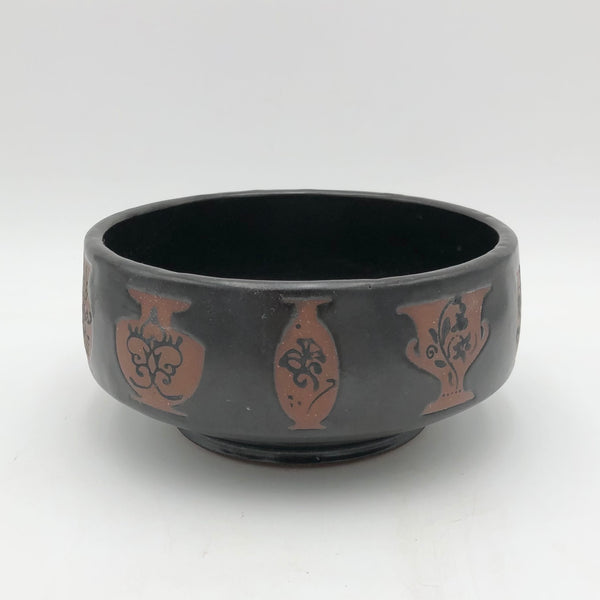 Macias - Bowl - Greek Motif in Matte Black #AM3