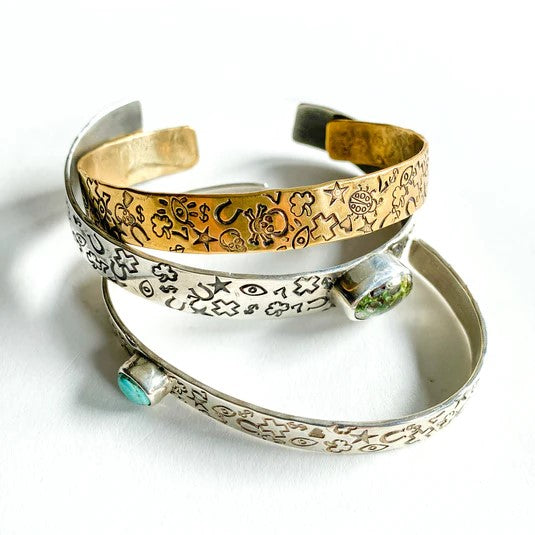 Amuck - Bracelet - Lucky Cuff with Green Turquoise (Sterling Silver)