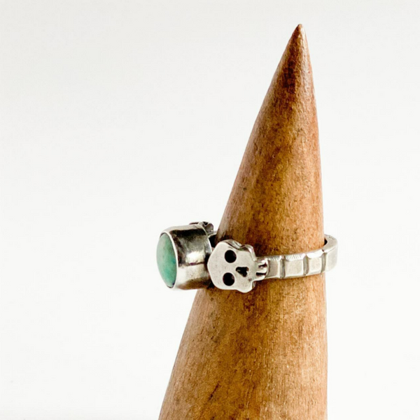 Amuck Design - Ring - Double Skulls (Turquoise & Sterling Silver)