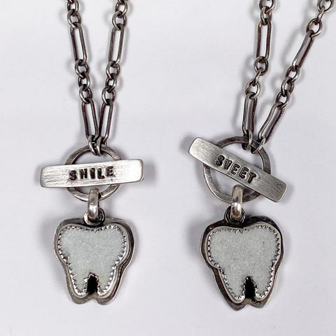 Amuck Design - Necklace - Tooth with "Smile" Stamp (16"-18" Chain)