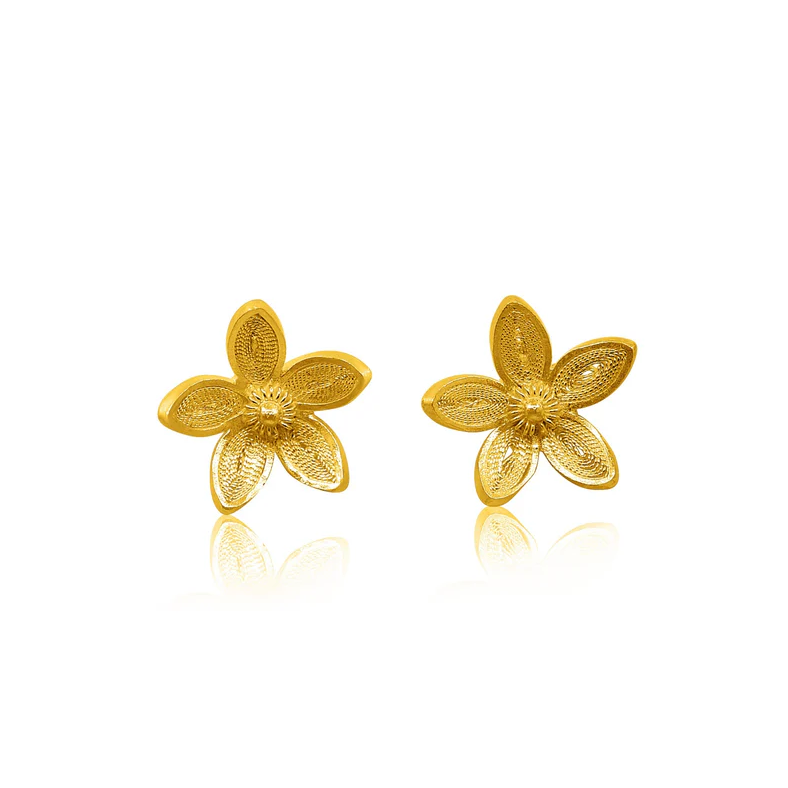 Olmox Filigree Jewelry - Earrings - 'Apple Blossom' Studs (Gold) #13