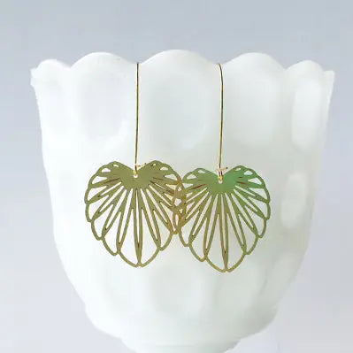 A Tea Leaf - Earrings - Art Nouveau Leaf (Gold) #ATL-E-126