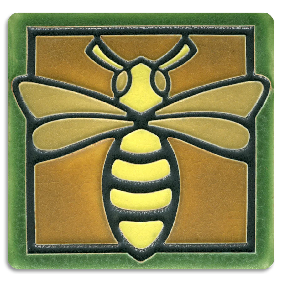 Motawi Tileworks - 4"x 4" Tile - 'Bee' (Green) #4431